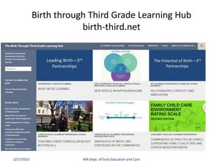 Birth through Third Grade Learning Hub
birth-third.net
2/27/2015 MA Dept. of Early Education and Care
 