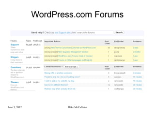 WordPress.com Forums




June 3, 2012          Mike McCallister
 