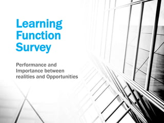 Learning
Function
Survey
Performance and
Importance between
realities and Opportunities
 