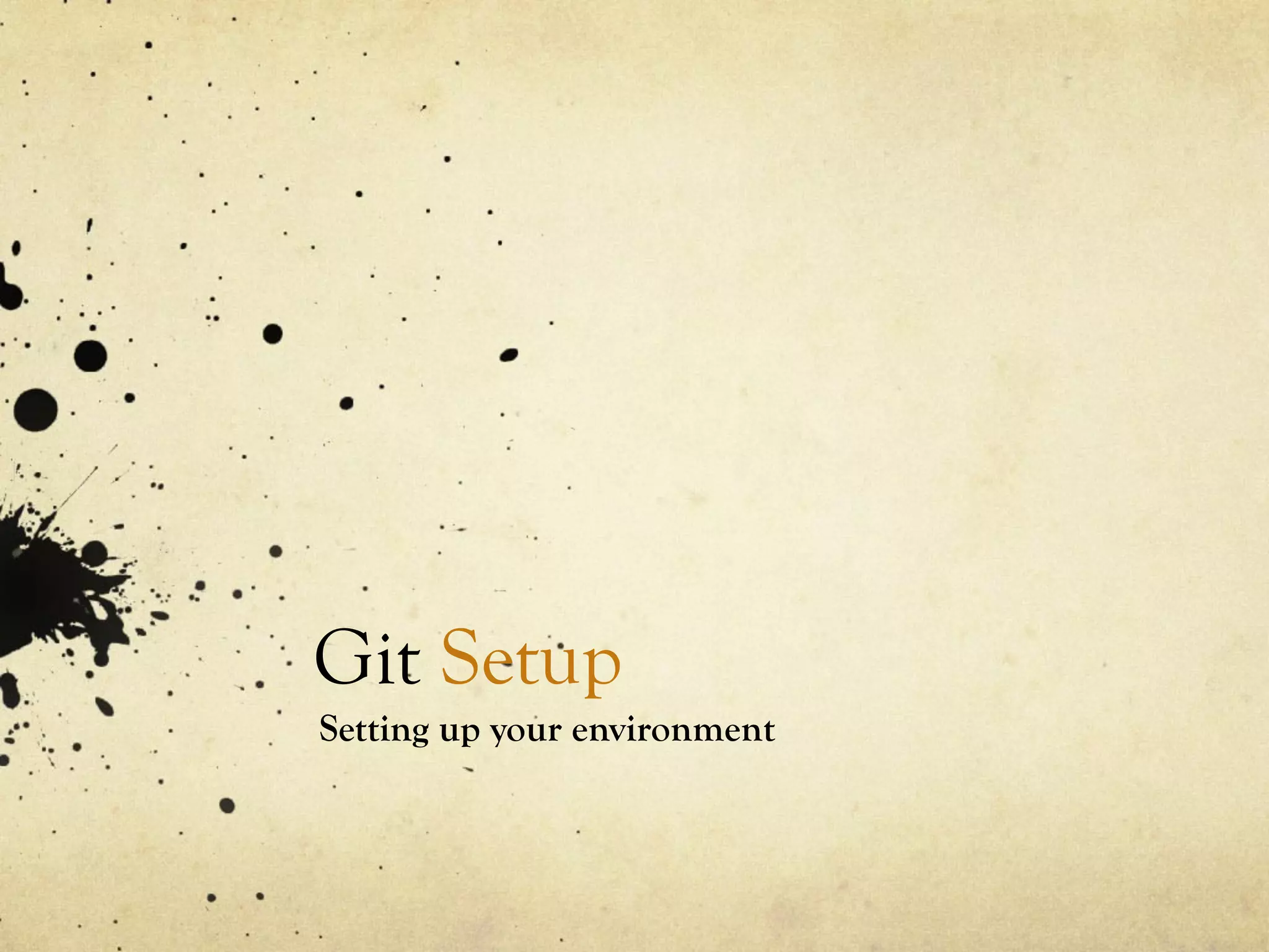 Git Setup
Setting up your environment
 