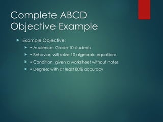 Comprehensive Guide to Learning Goals, Objectives, and the ABCD Model ...