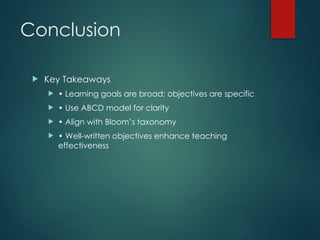Comprehensive Guide to Learning Goals, Objectives, and the ABCD Model ...