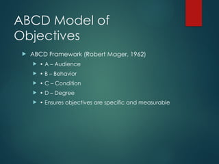Comprehensive Guide to Learning Goals, Objectives, and the ABCD Model ...