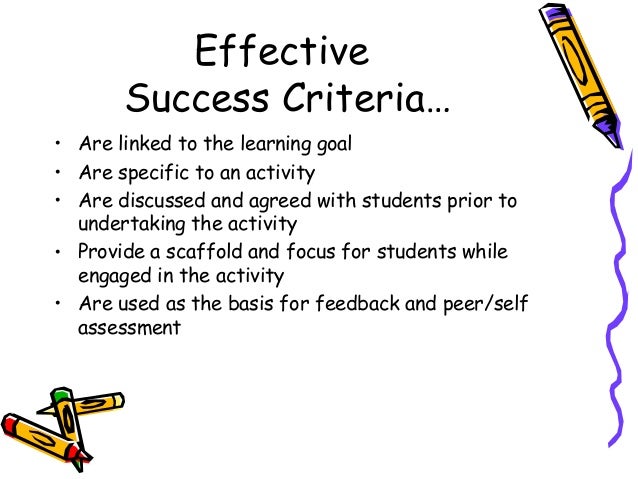 Success criteria examples for students picture