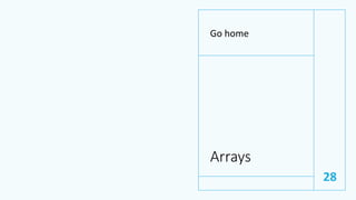 Arrays
Go home
28
 