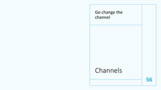 Channels
Go change the
channel
56
 