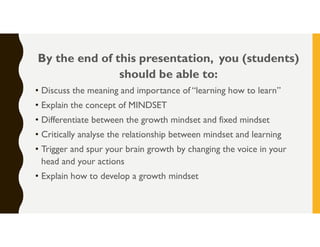 Mindset For Learning Learning How to Learn: Embracing the Growth Mindset for Academic ...