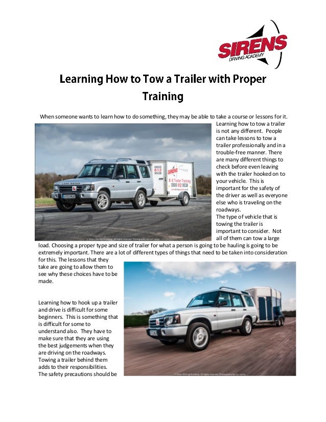 Learning how to tow a trailer with proper training