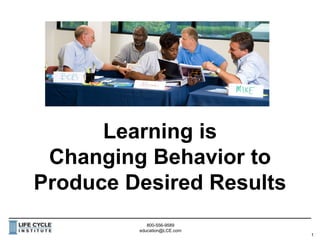Learning isChanging Behavior to Produce Desired Results 