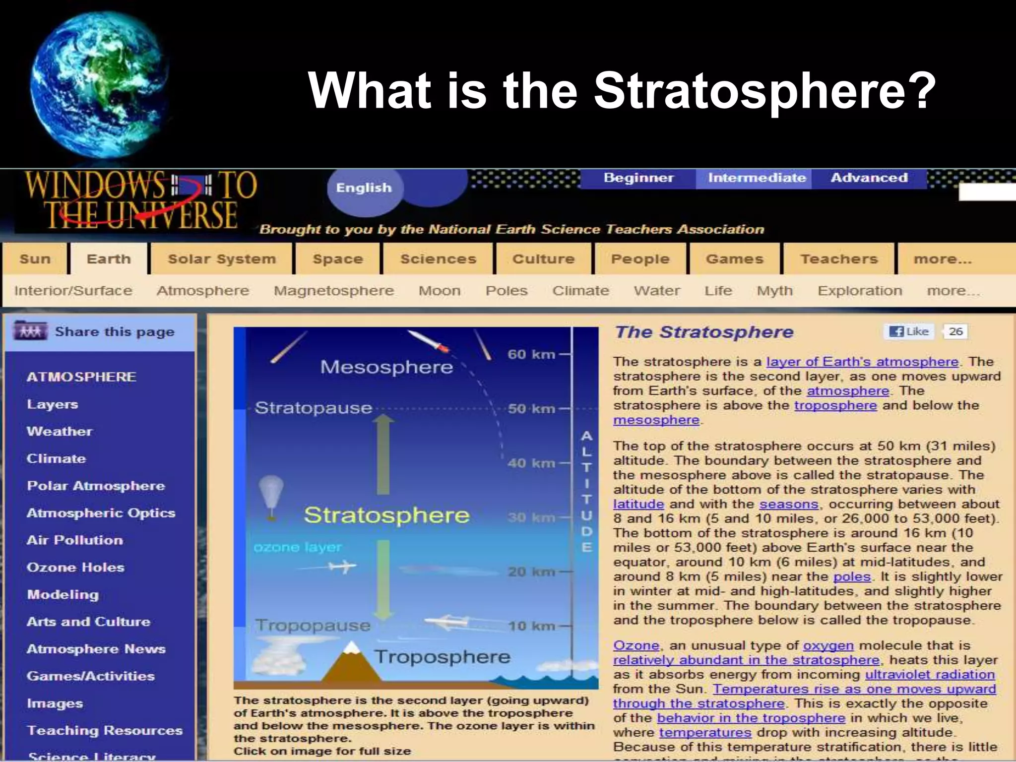 What is the Stratosphere?
•
 