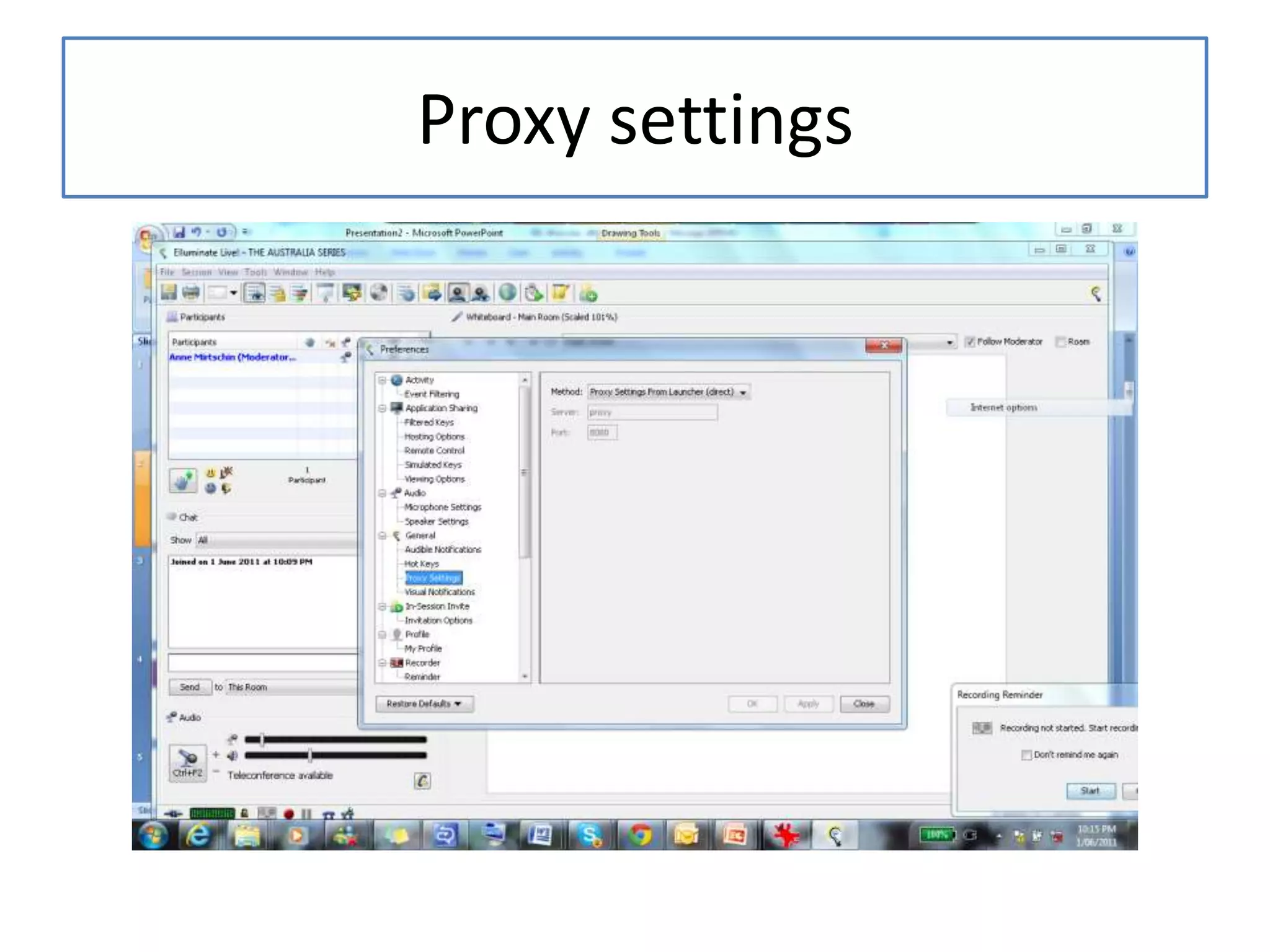 Proxy settings
