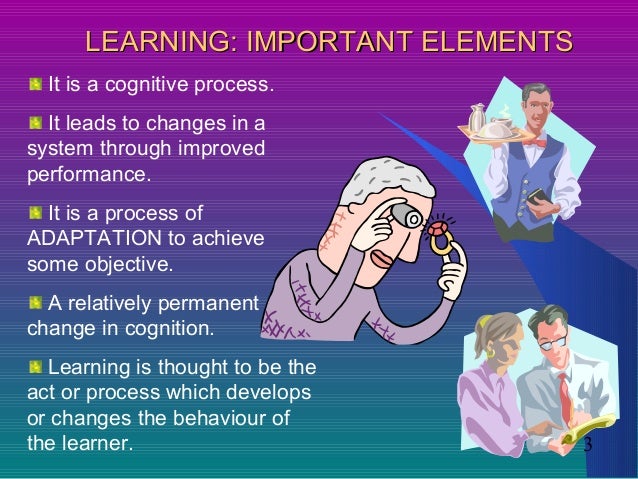 learning is the process of acquiring knowledge through experience which leads to an enduring change Cognitive theories view learning as involving the acquisition or reorganization of the cognitive structures through which human process and store information (good and brophy , 1990) cognitive is governed by an objective view of the nature of knowledge and what it means to know something the transition from behavioral instructional design . learning is the process of acquiring knowledge through experience which leads to an enduring change Cognitive theories view learning as involving the acquisition or reorganization of the cognitive structures through which human process and store information (good and brophy , 1990) cognitive is governed by an objective view of the nature of knowledge and what it means to know something the transition from behavioral instructional design .