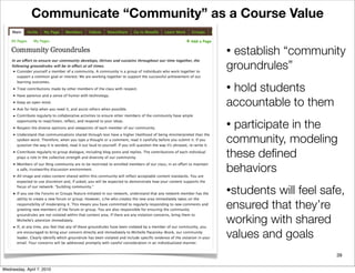 Communicate “Community” as a Course Value

                                         •establish “community
                ...