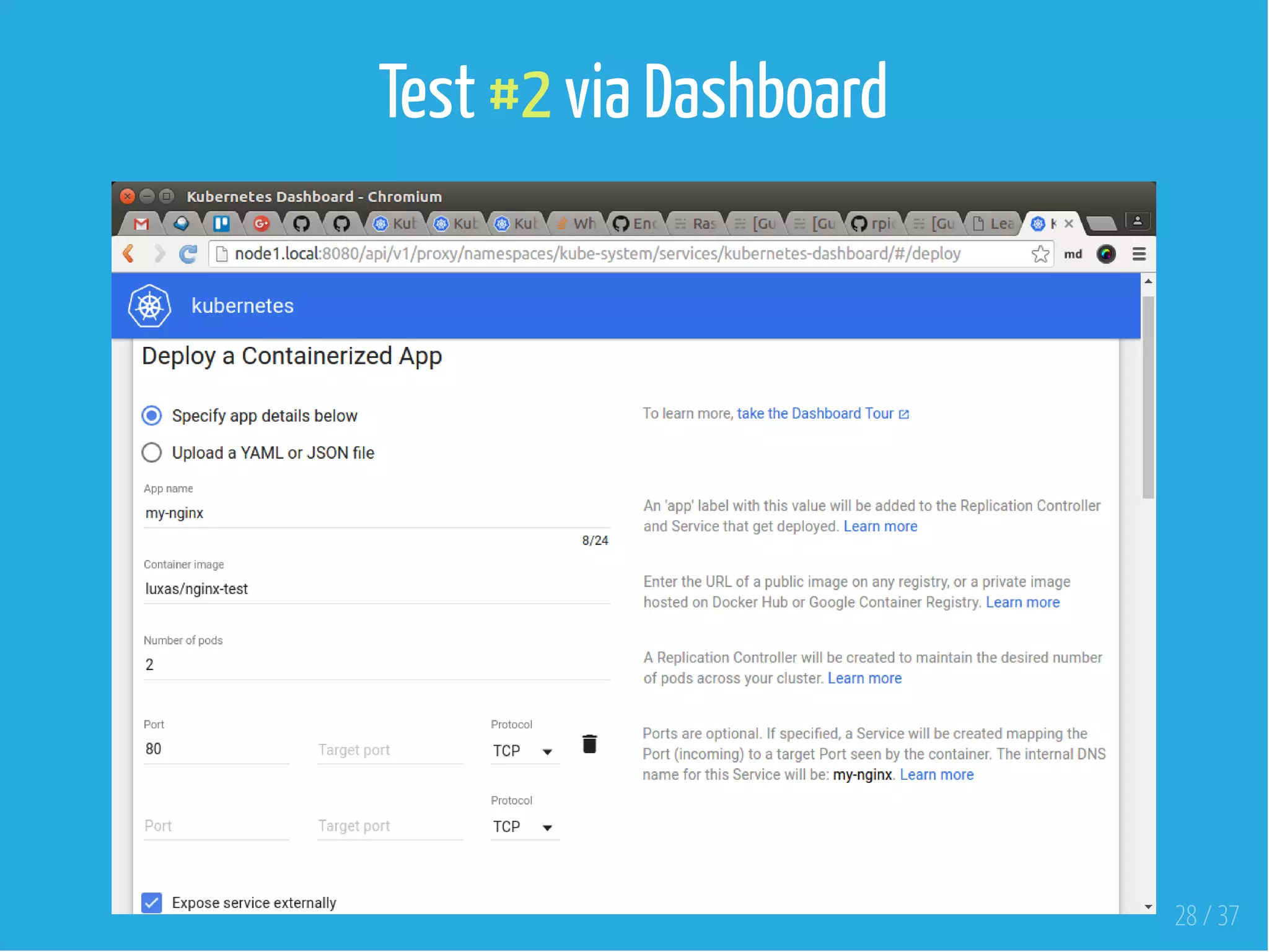 Test #2 via Dashboard
 
28 / 37
 