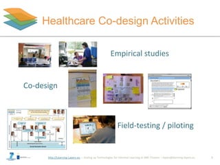 http://Learning-Layers-eu
Healthcare Co-design Activities
5
Empirical studies
Co-design
Field-testing / piloting
 
