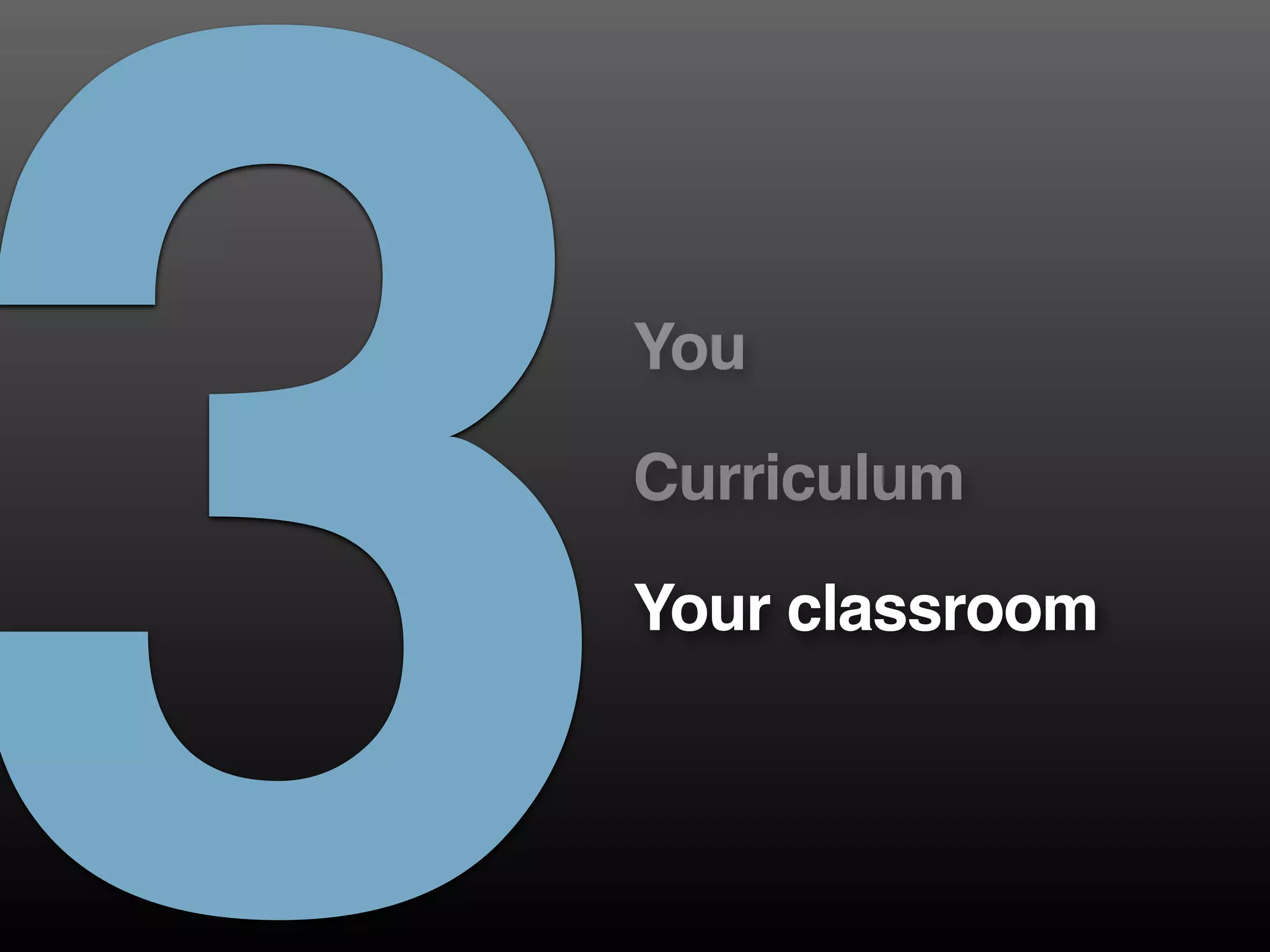 3You
Curriculum
Your classroom
 