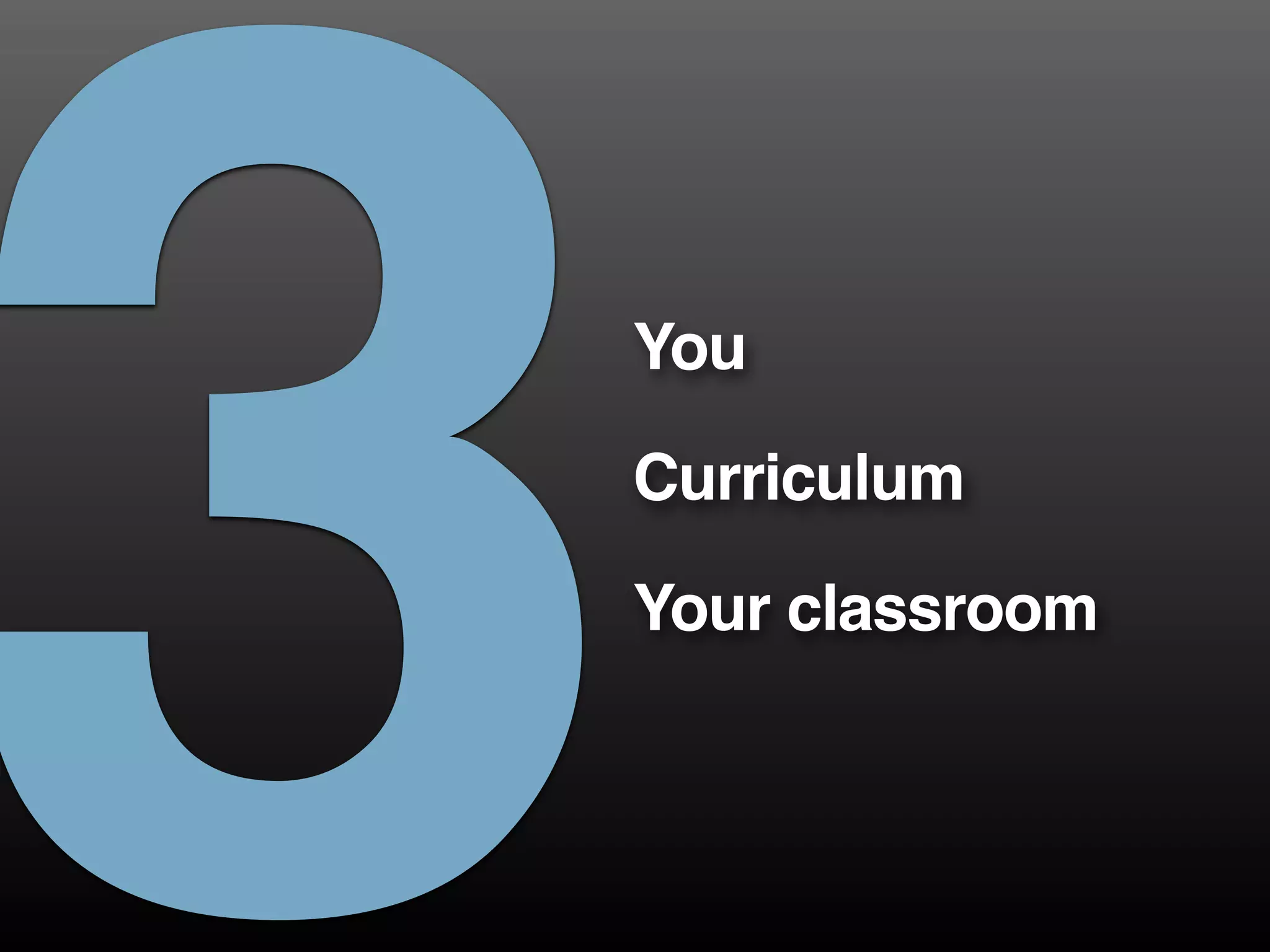 3You
Curriculum
Your classroom
 