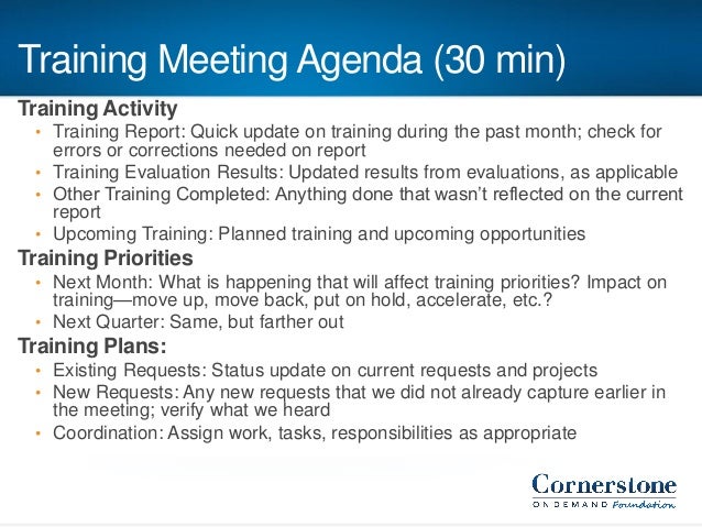 learning metrics building your training scorecard training meeting agenda