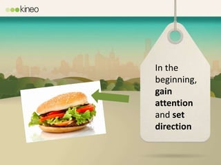 In the
beginning,
gain
attention
and set
direction
 