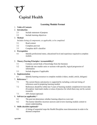 Learning module template | DOC | Educational Assessment | Education
