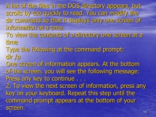 Dos Directory Control LEARNING MS DOS BASIC | PPSX