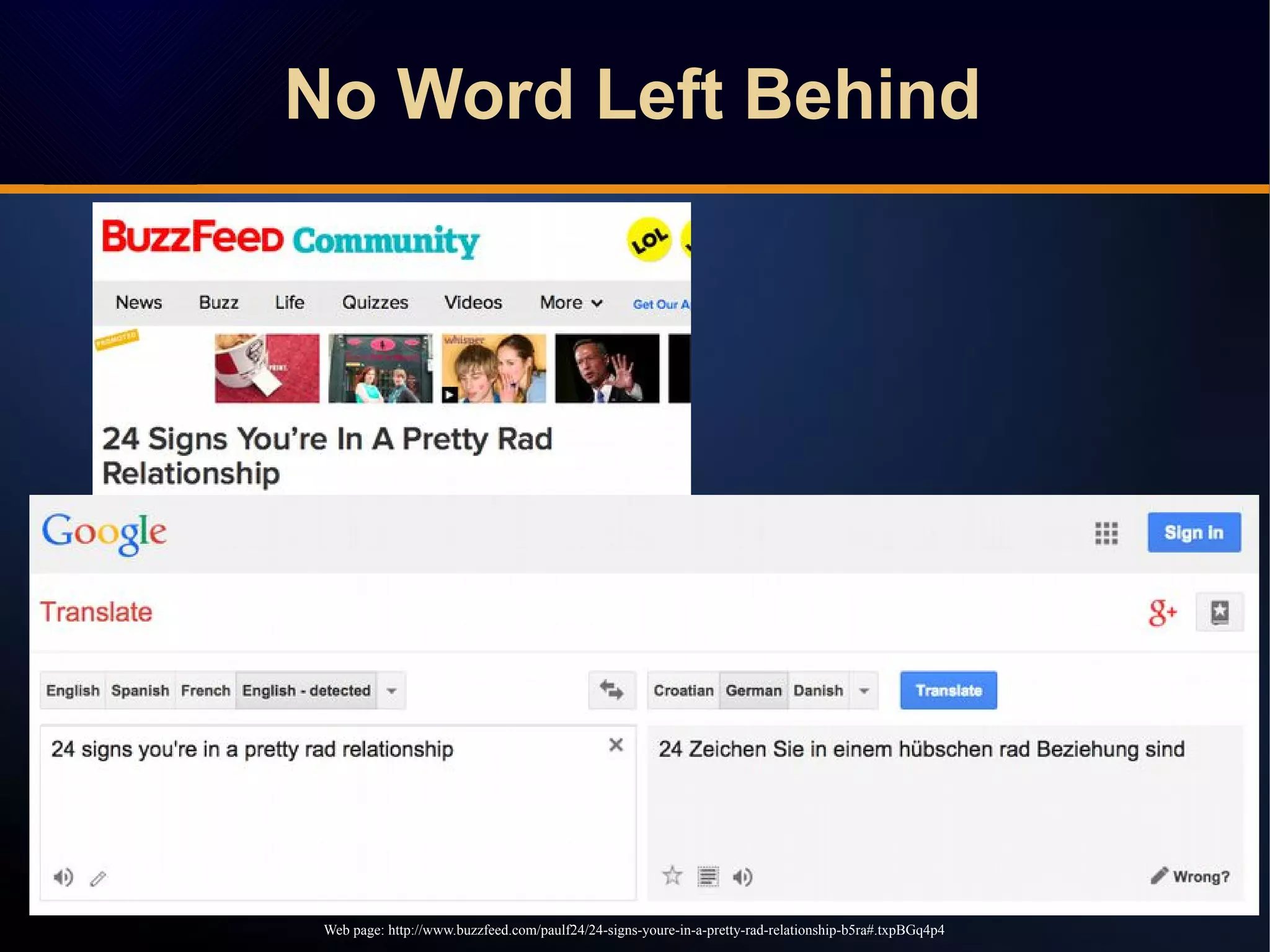 No Word Left Behind
Web page: http://www.buzzfeed.com/paulf24/24-signs-youre-in-a-pretty-rad-relationship-b5ra#.txpBGq4p4
 