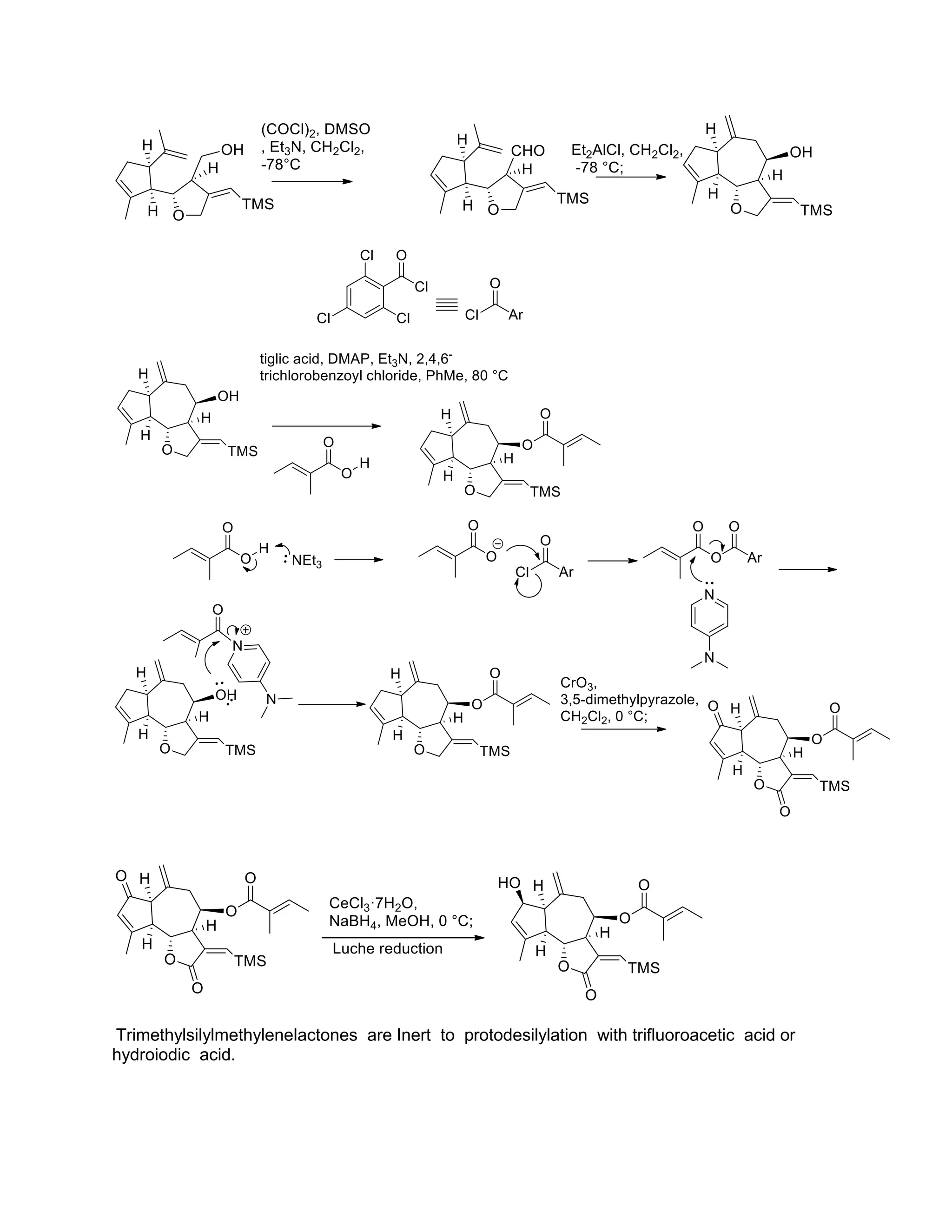 Trimethylsilylmethylenelactones are Inert to protodesilylation with trifluoroacetic acid or
hydroiodic acid.
 