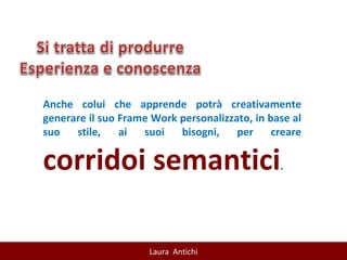 Anche colui che apprende potrà creativamente generare il suo Frame Work personalizzato, in base al suo stile, ai suoi bisogni, per creare  corridoi semantici .  