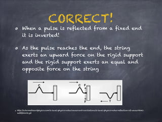 CORRECT!
When a pulse is reflected from a fixed end
it is inverted!
As the pulse reaches the end, the string
exerts an upw...