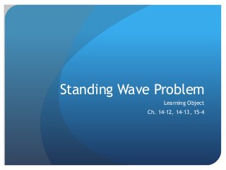 Standing Wave Problem
Learning Object
Ch. 14-12, 14-13, 15-4
 