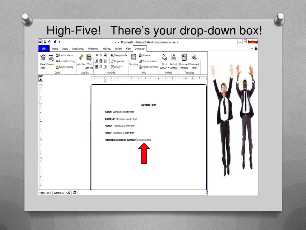 how to create a fillable form in word