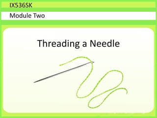 Threading a Needle
Module Two
IX536SK
 
