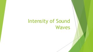 Intensity of Sound
Waves
 