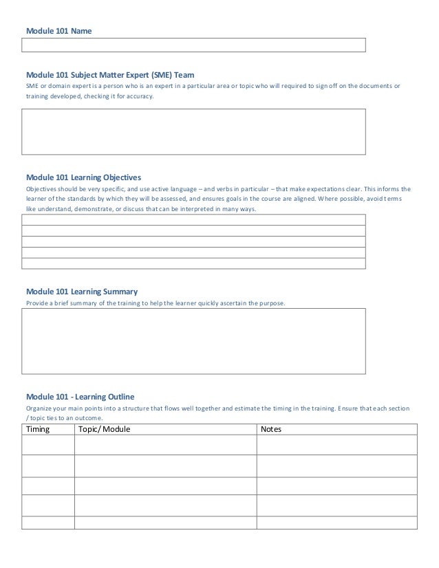 Learning Objectives and Topics Outline form