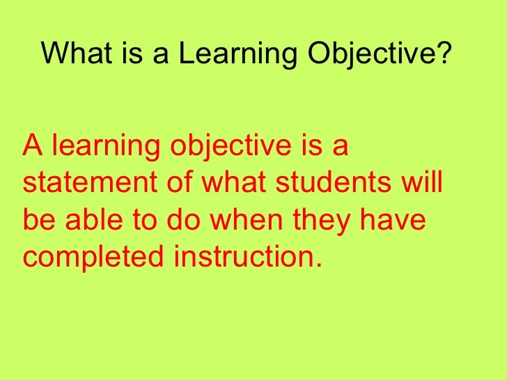 learning objectives do i need an objective