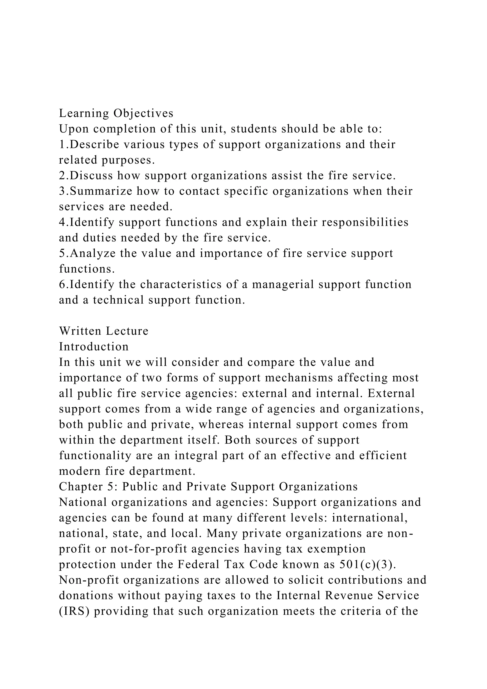 Learning Objectives Upon completion of this unit, students sho.docx