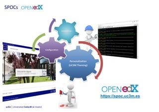 SPOCs
Personalization
(UC3M Theming)
Configuration
Instalation
https://spoc.uc3m.es
 