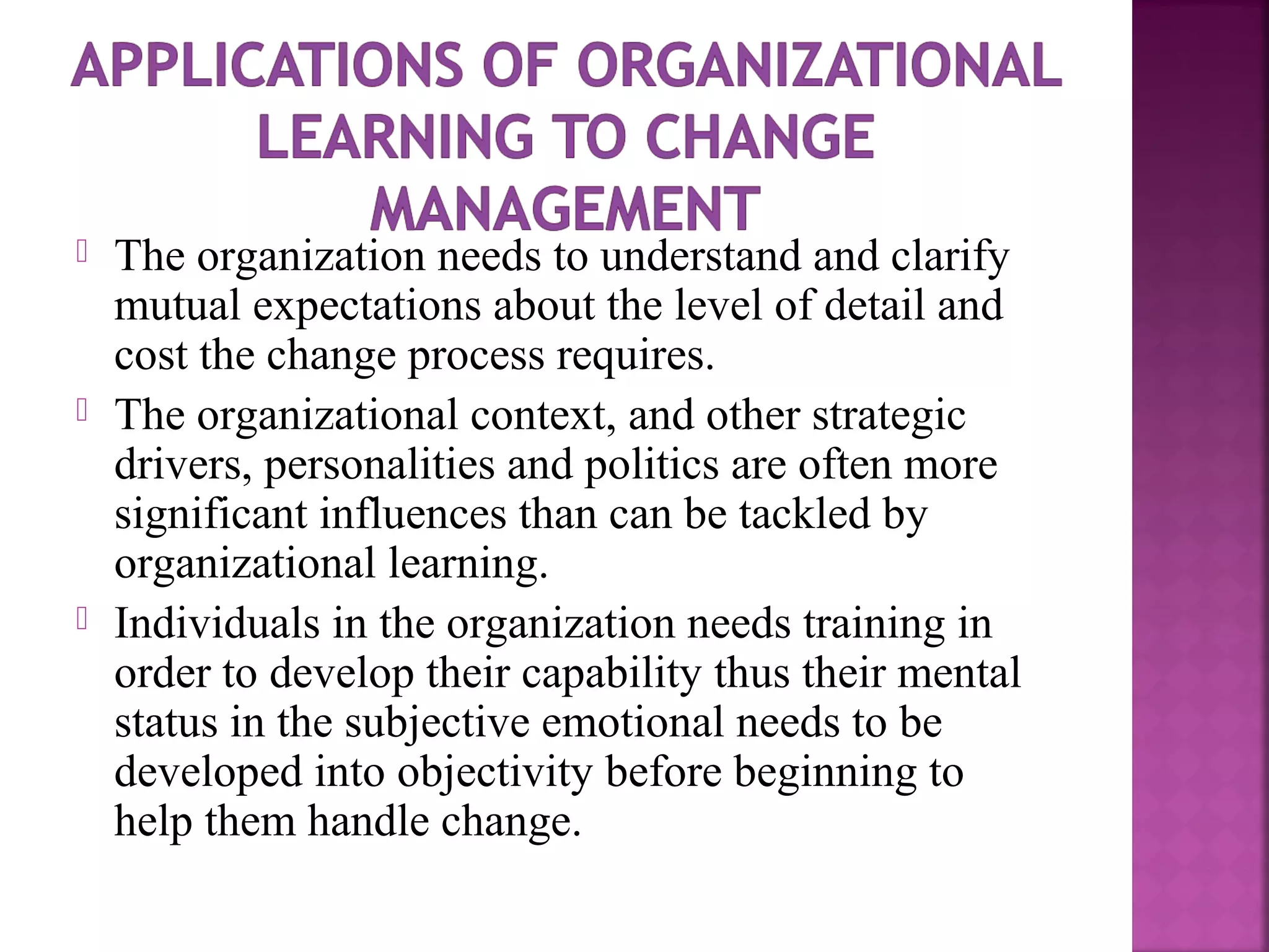 Learning organization and change management power point | PPT