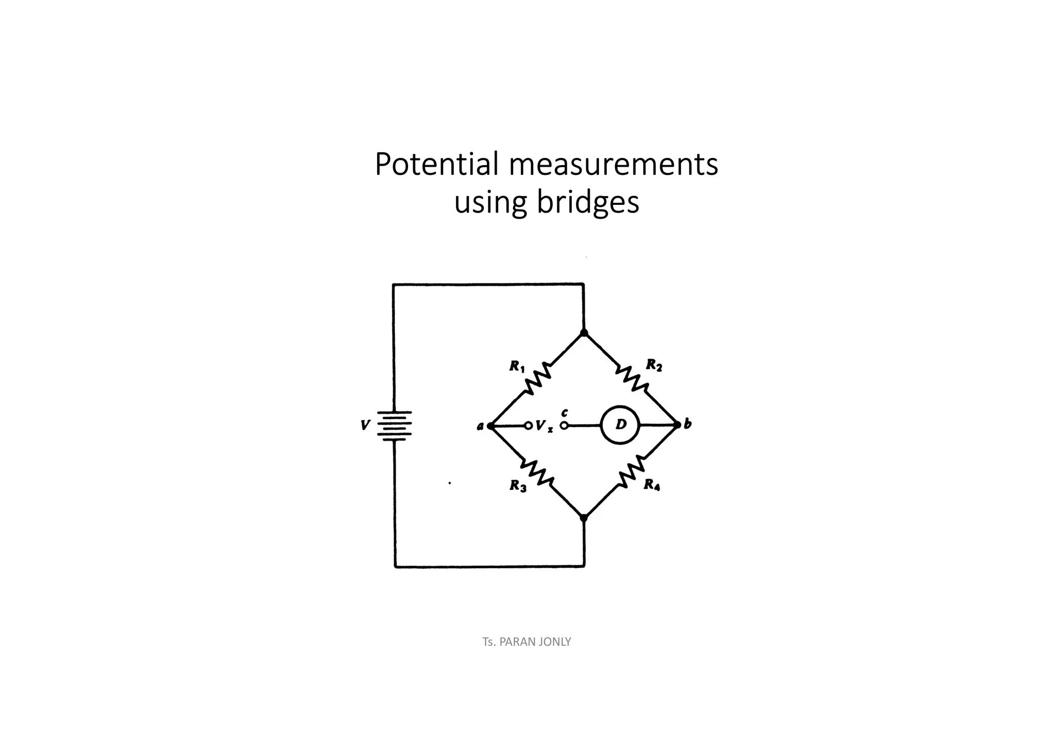 Ts. PARAN JONLY
Potential measurements
using bridges
 