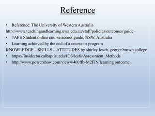 Learning outcome use in teaching and learning | PPTX