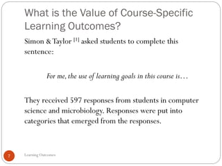 SIO Workshop: Course Design 1 - Learning outcomes | PDF