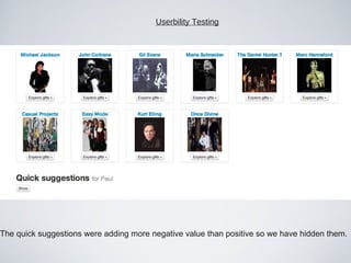 Userbility Testing




The quick suggestions were adding more negative value than positive so we have hidden them.
 