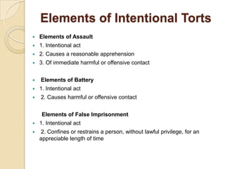 Learning plan week 2 torts | PPTX