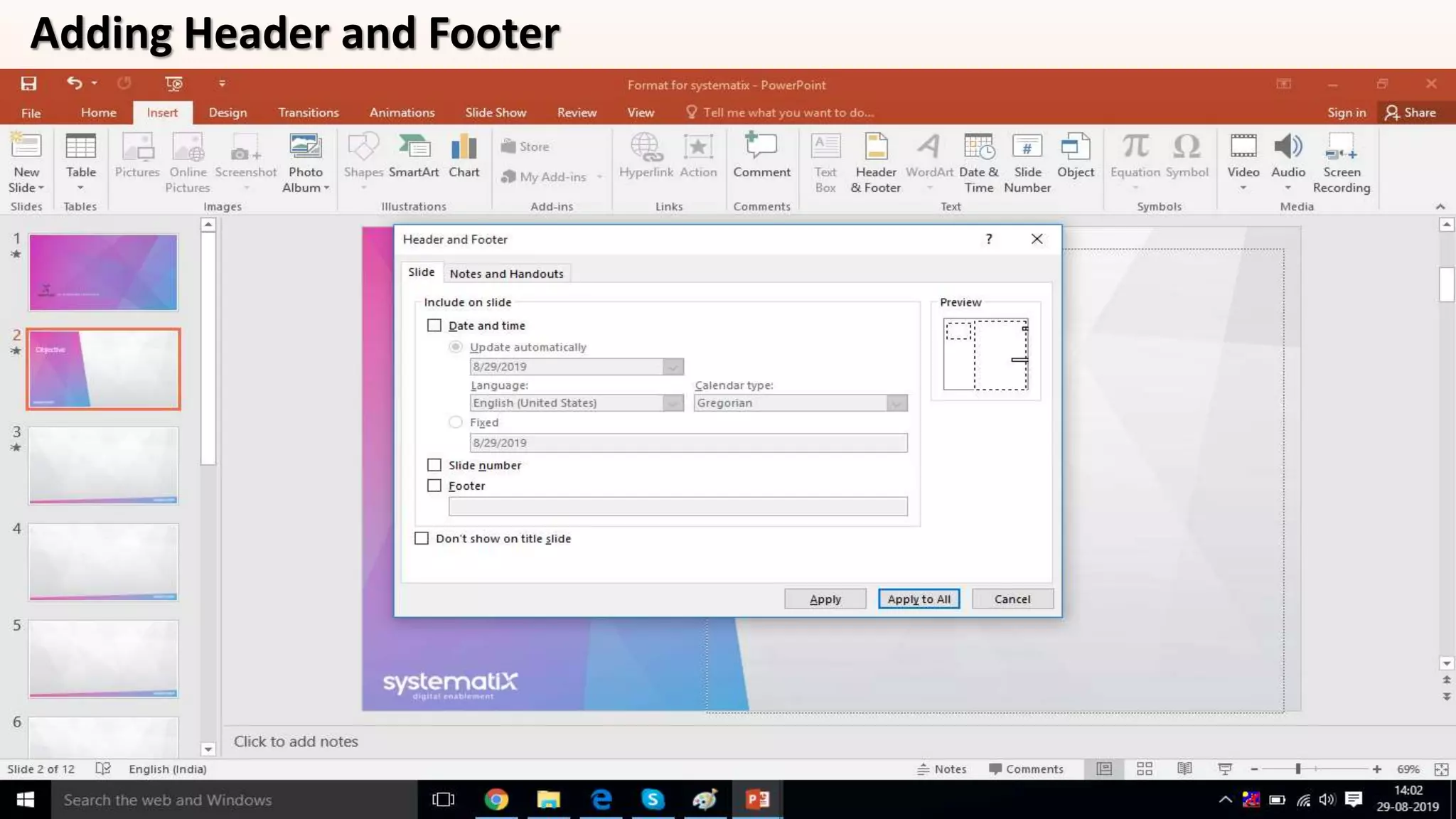 Adding Header and Footer
 