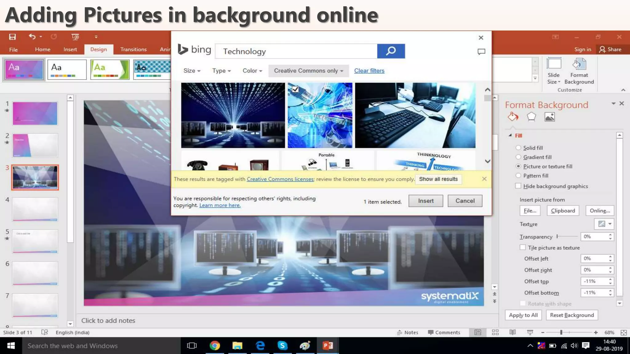 Adding Pictures in background online
 