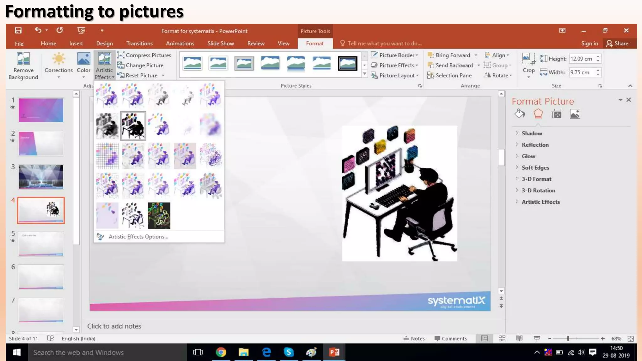 Formatting to pictures
 