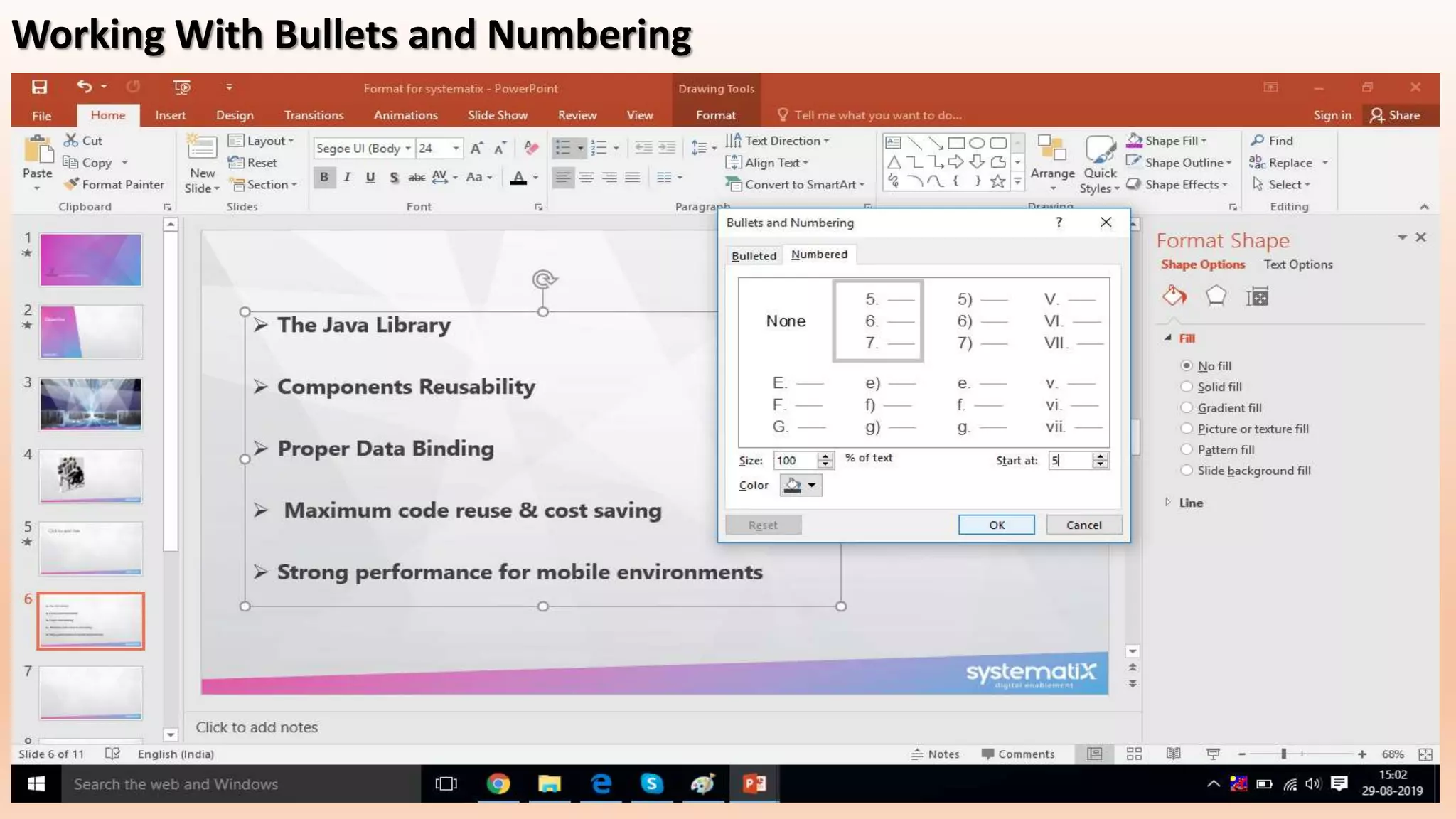 Working With Bullets and Numbering
 