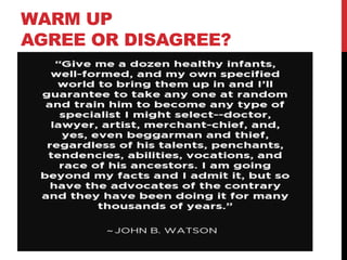 WARM UP
AGREE OR DISAGREE?
 