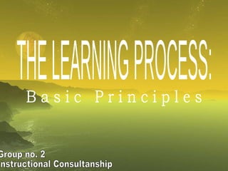 THE LEARNING PROCESS: B a s i c  P r i n c i p l e s Group no. 2 Instructional Consultanship 