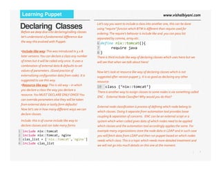 www.vishalbiyani.comLearning Puppet
Declaring Classes
Before we deep dive into declaring/calling classes
let’s understand ...